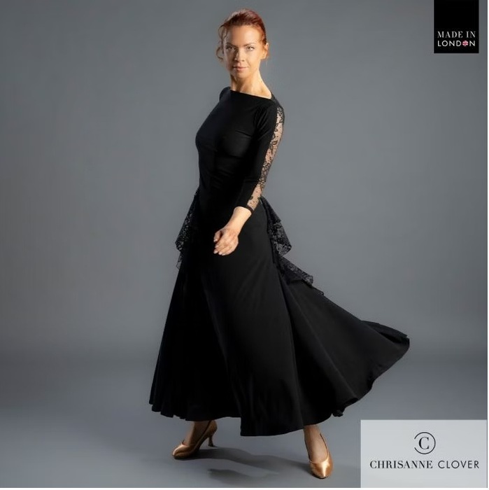 CHRISANNE: женская танцевальная одежда юбка для стандарта  [ISABELLE 25] (Чёрная) р.S, L, M