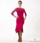 CHRISANNE: женская танцевальная одежда платье латна  [FLARE] (CHERRY RED) р.S, M, L