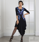 CHRISANNE: женская танцевальная одежда платье для латины  [VIENNA] (BLACK AND PRINT) р.XS,S, M, L