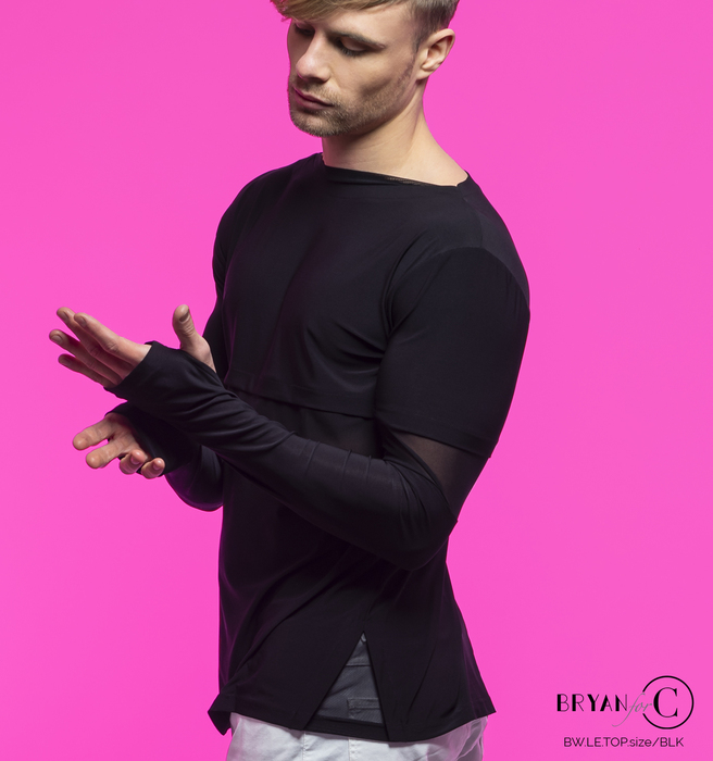 CHRISANNE: мужская танцевальная одежда топ  [LEO] (черный) р. S, M, L