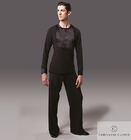 CHRISANNE: мужская танцевальная одежда рубашка для латины  [PINTUCK] (черная) р. XS,S, M
