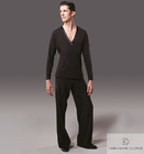 CHRISANNE: мужская танцевальная одежда рубашка для латины  [LOW V NECK] (черная) р. XS,S, M